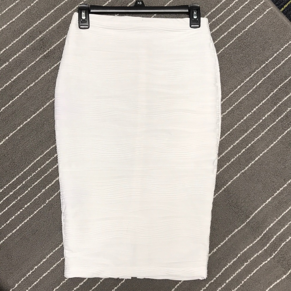 Knee length white pencil skirt